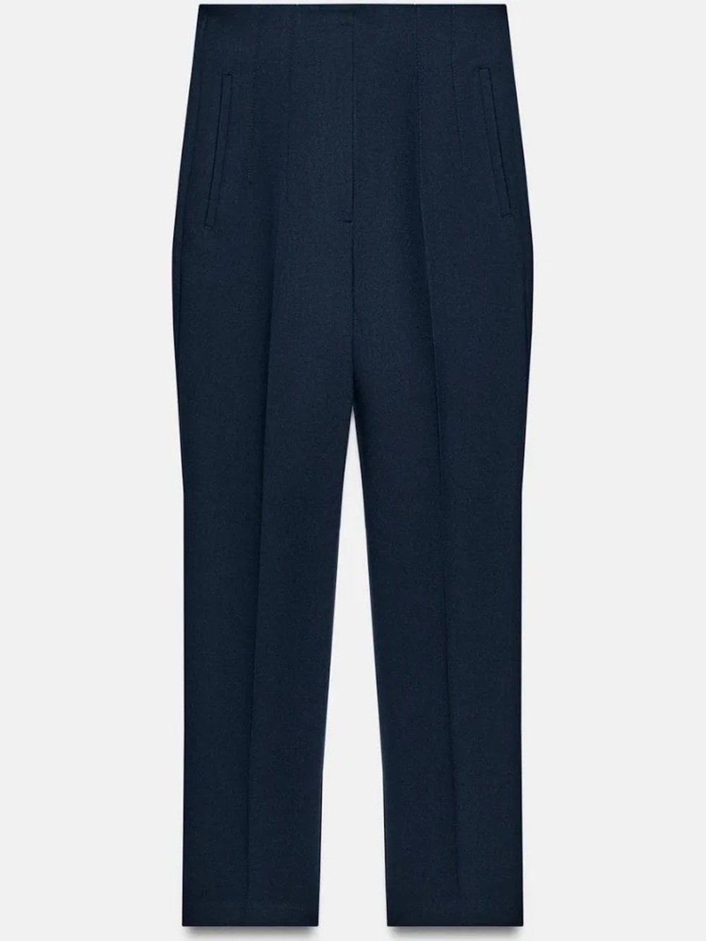 Zara Tailored High-Waist Straight-Leg Trousers - Navy